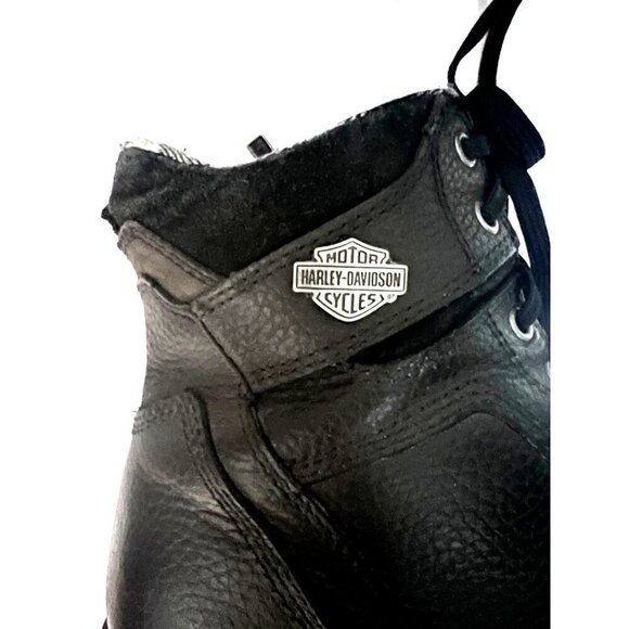 Harley Davidson Mens Stealth Black Leather Motorcycle Biker Boots Plaid Lined 13 main image 5